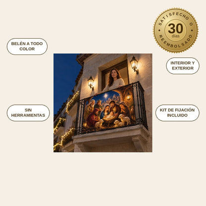 infographie — Balconera de Navidad Belén – Sagrada Familia y Reyes Magos, 3 medidas