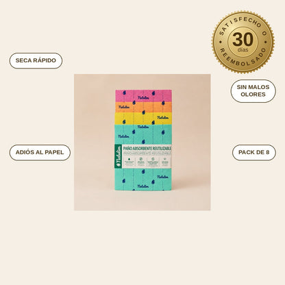 infographie — Bayeta de Celulosa Reutilizable – Pack de 8