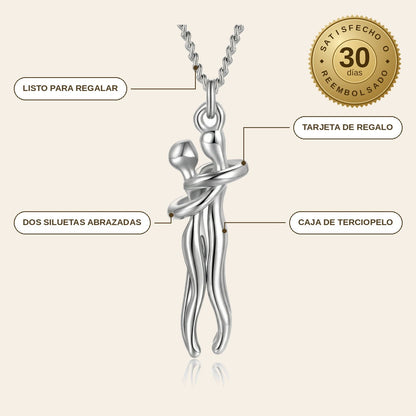 infographie — Collar Abrazo de Pareja – Dos Siluetas Enlazadas