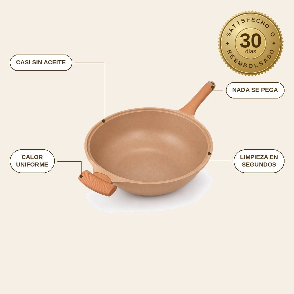 infographie — Wok Antiadherente Efecto Arcilla 32 cm
