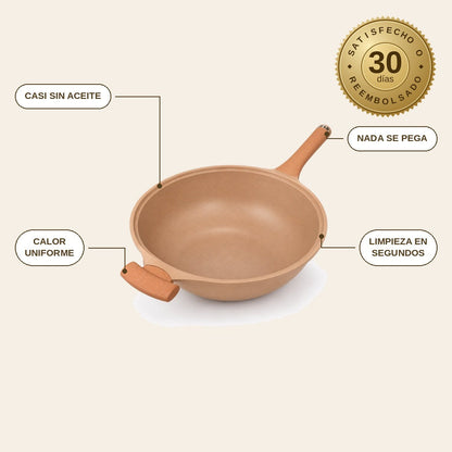 infographie — Wok Antiadherente Efecto Arcilla 32 cm