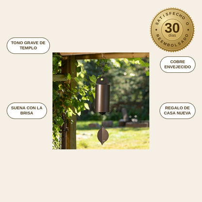 infographie — Campanor™ – Campana de Viento de Cobre Envejecido, Tono Grave de Templo