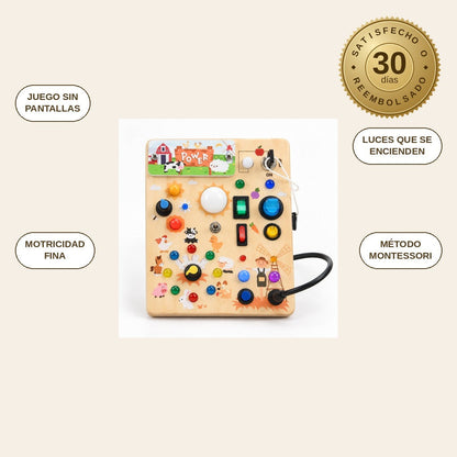 infographie — LuciTablero™ – Tablero Sensorial Montessori de Madera con Luces