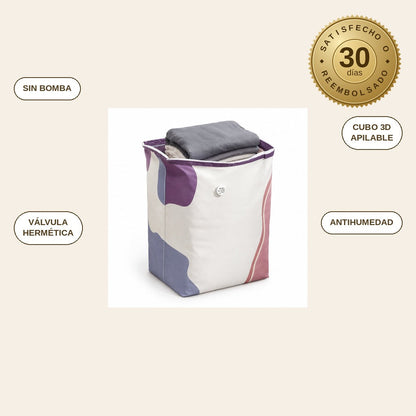 infographie — Bolsa al Vacío 3D sin Bomba – Cubo XXL para Edredones y Ropa de Temporada