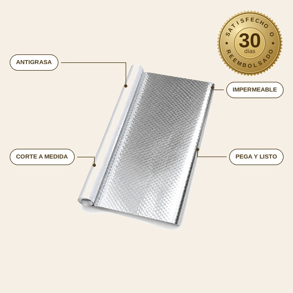 infographie — Papel Adhesivo de Aluminio para Cocina – Antigrasa e Impermeable