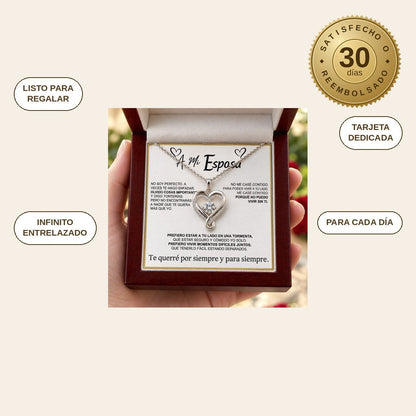 infographie — Collar Corazón Infinito «A Mi Esposa» con Tarjeta Dedicada