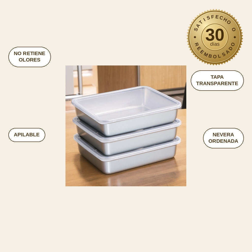 infographie — Bandeja de Acero Inoxidable 304 con Tapa Transparente (25 × 20 × 6 cm)