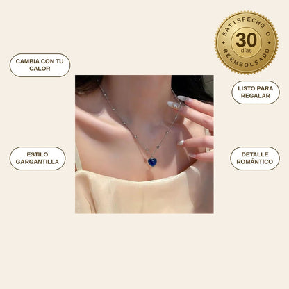 infographie — Collar Corazón que Cambia de Color – Gargantilla con Colgante Sensible al Calor