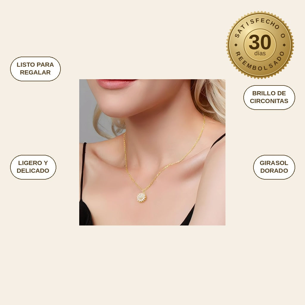 infographie — SolBrillo™ – Collar Girasol Dorado con Circonitas