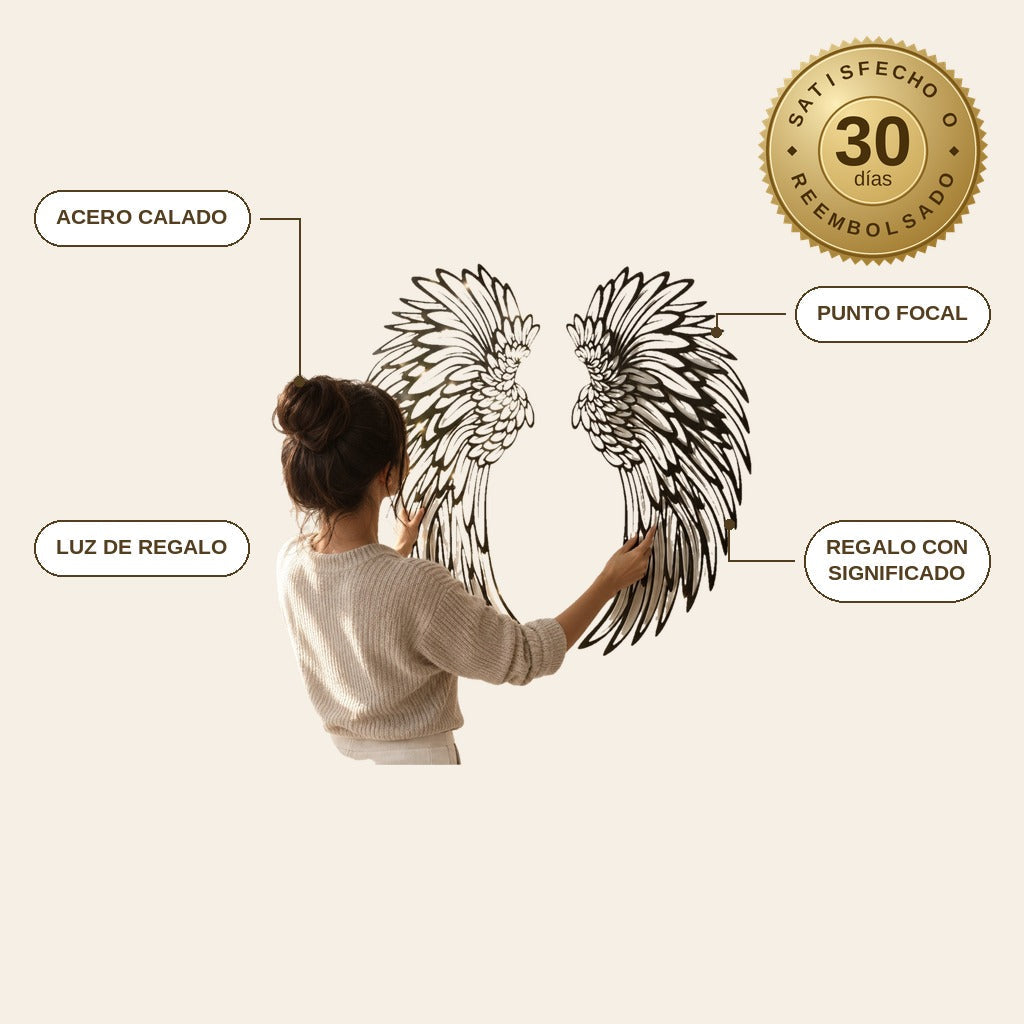 infographie — Alas de Ángel de Metal para Pared – Decoración de Acero Calado