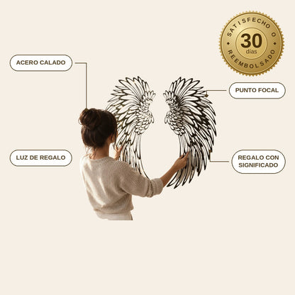 infographie — Alas de Ángel de Metal para Pared – Decoración de Acero Calado