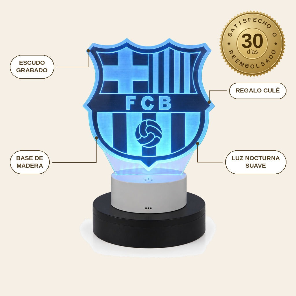 infographie — Lámpara LED Escudo Barça – Luz Ambiente de 6 Colores