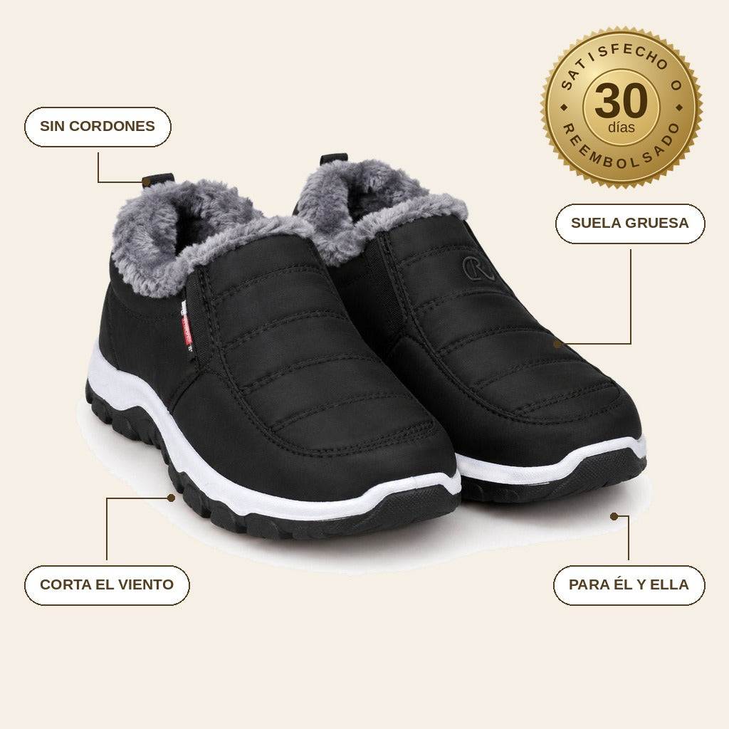 infographie — CalidoPaso™ – Botines de Nieve con Forro de Pelo, Sin Cordones