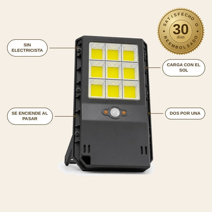 infographie — LumiSol™ – Lámpara Solar LED con Sensor de Movimiento, Sin Cables, IP65