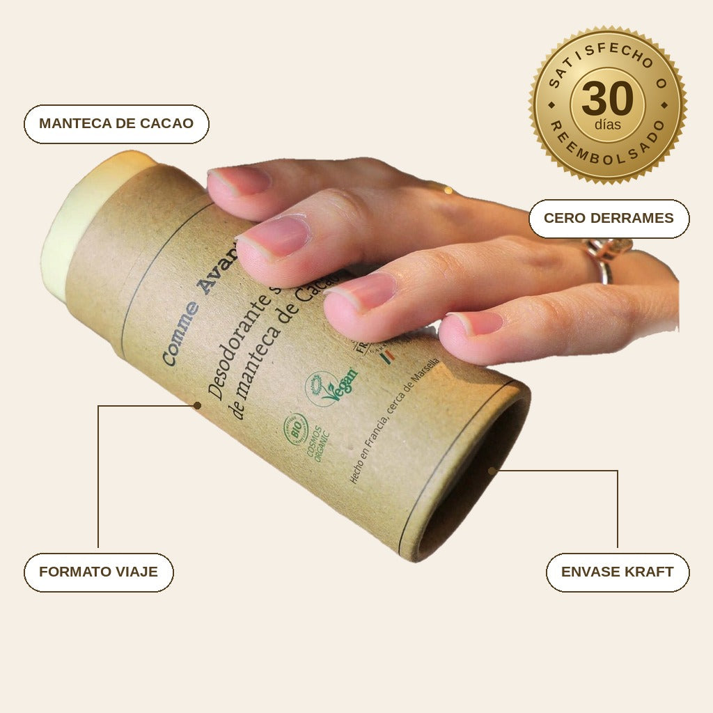 infographie — Desodorante Sólido de Manteca de Cacao – Sin Sales de Aluminio
