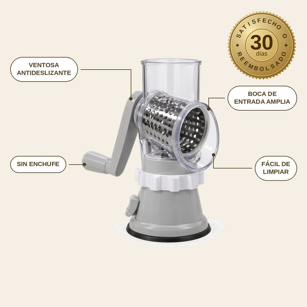 infographie — Rallador giratorio de manivela con 5 cuchillas de acero inoxidable