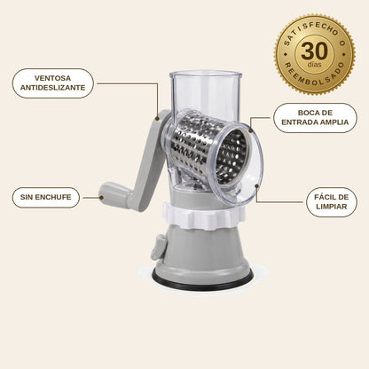 infographie — Rallador giratorio de manivela con 5 cuchillas de acero inoxidable