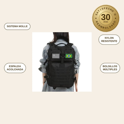 infographie — Mochila Táctica Militar 45 L – Sistema MOLLE