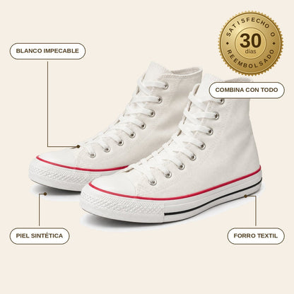 infographie — Zapatillas Altas Blancas de Piel Sintética