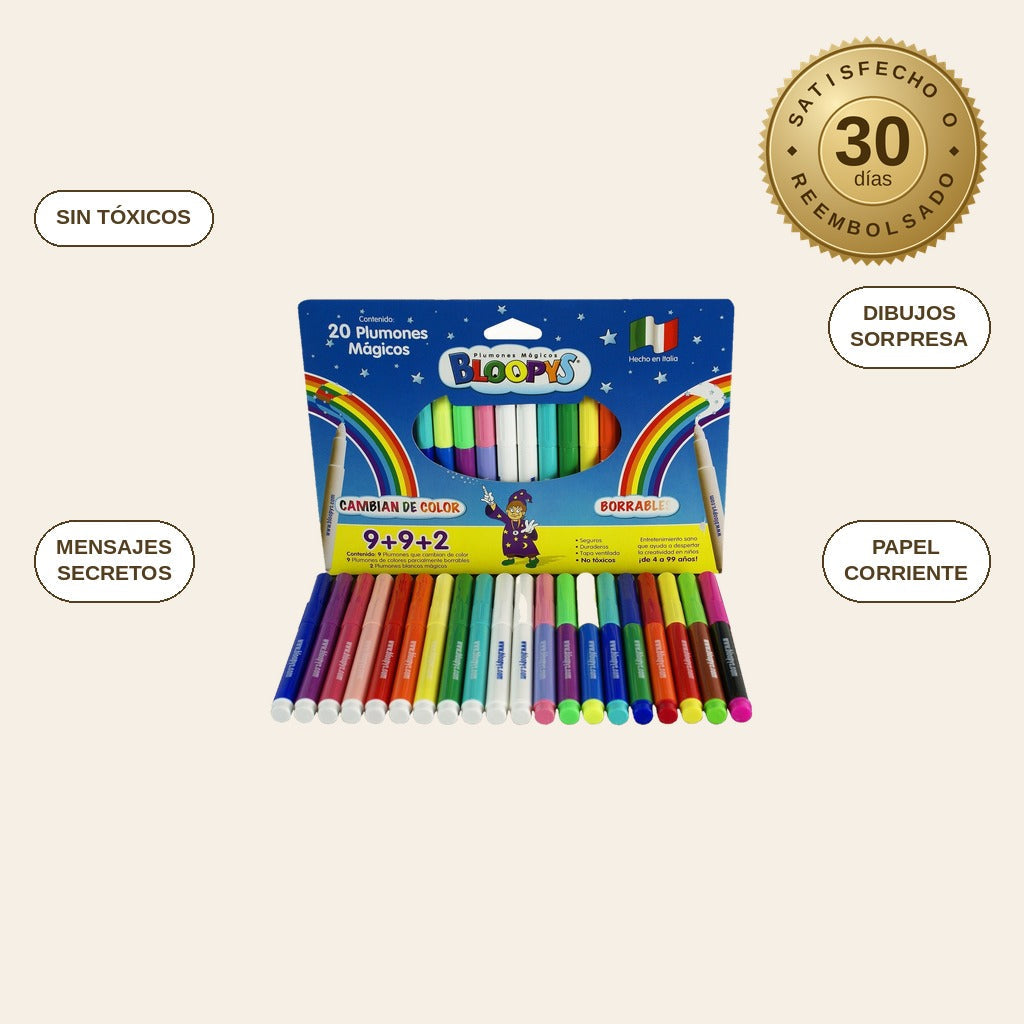 infographie — Rotuladores Mágicos que Cambian de Color – Caja de 20