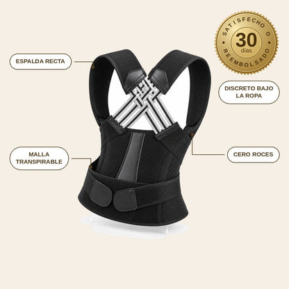 infographie — Chaleco Corrector de Postura con Soporte Lumbar