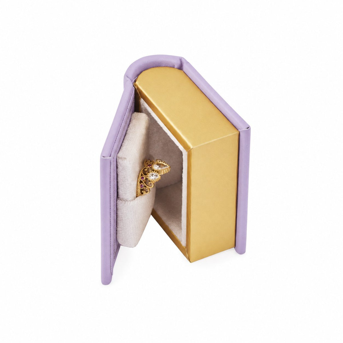 couleur Lila — Estuche Libro Rosa – Caja para Anillo o Collar en Forma de Libro