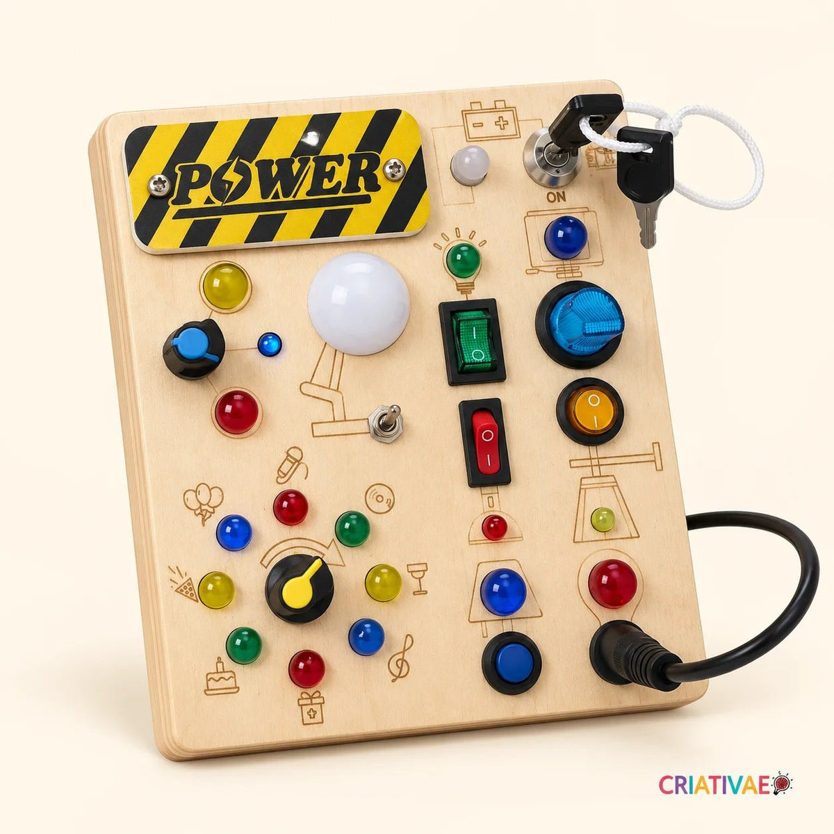 couleur Luces y Colores — LuciTablero™ – Tablero Sensorial Montessori de Madera con Luces