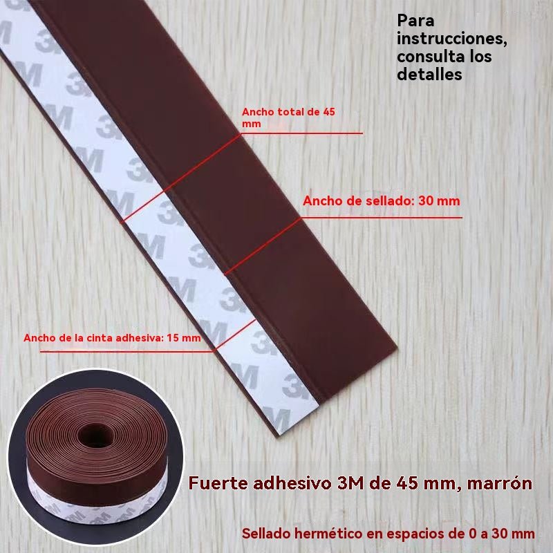 couleur Marrón — Burlete Adhesivo Bajo Puerta 45 mm × 5 m – Frena Corrientes de Aire y Polvo