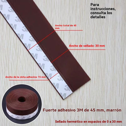 couleur Marrón — Burlete Adhesivo Bajo Puerta 45 mm × 5 m – Frena Corrientes de Aire y Polvo