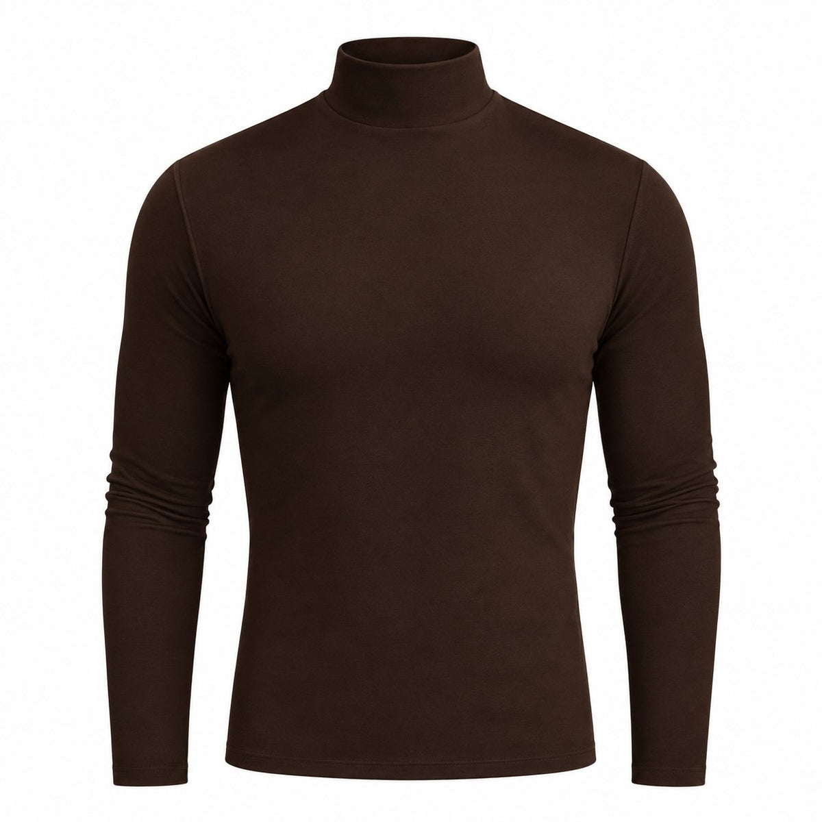 couleur Marrón oscuro — Camiseta de Cuello Alto para Hombre – Corte Entallado y Tejido Elástico