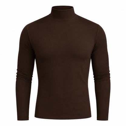 couleur Marrón oscuro — Camiseta de Cuello Alto para Hombre – Corte Entallado y Tejido Elástico