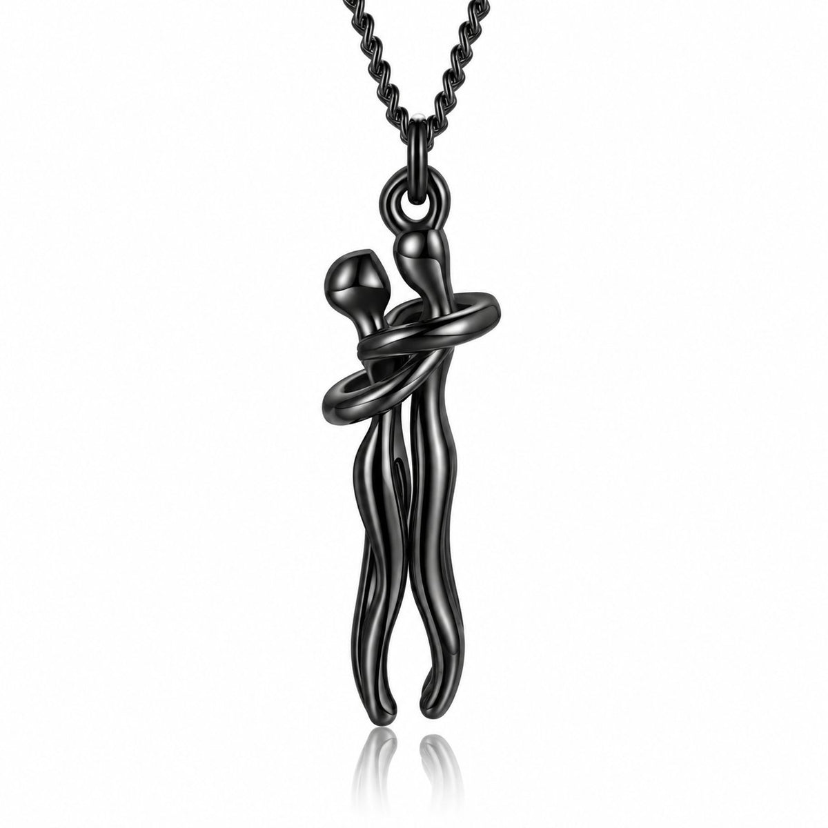 couleur Negro (modelo 2) — Collar Abrazo de Pareja – Dos Siluetas Enlazadas