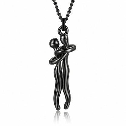 couleur Negro (modelo 2) — Collar Abrazo de Pareja – Dos Siluetas Enlazadas