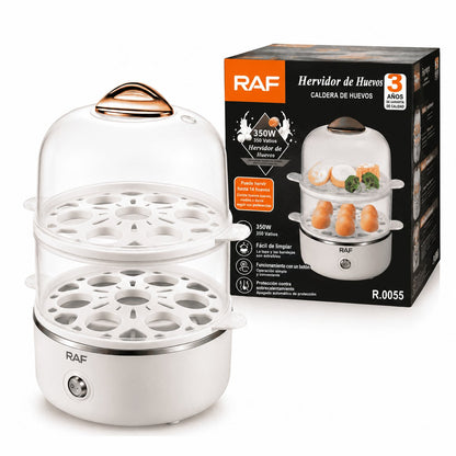 packshot — VaporDuo™ – Cocedor de huevos y vaporera eléctrica de 2 niveles, 14 huevos, apagado automático