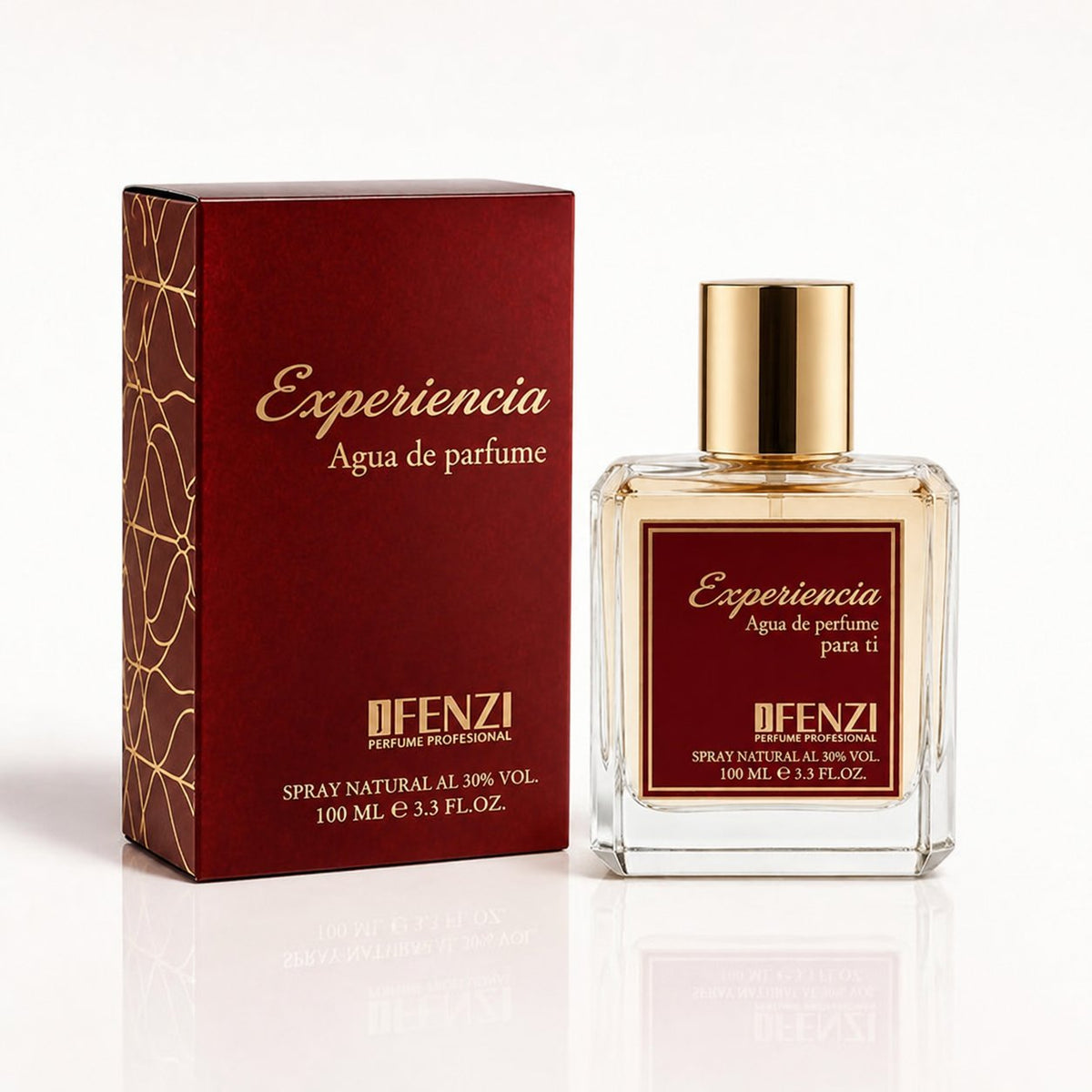 packshot — Esencia Ámbar™ – Perfume 100 ml de azafrán, jazmín y ámbar gris + atomizador de viaje de regalo