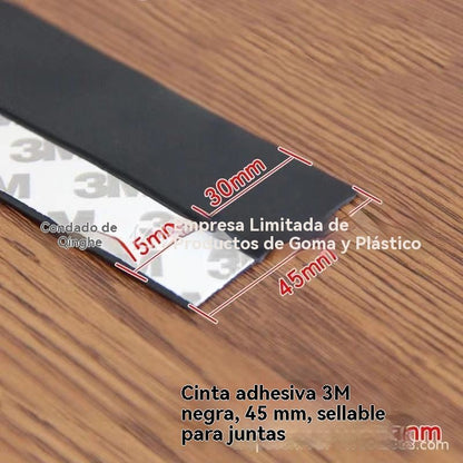 couleur Negro — Burlete Adhesivo Bajo Puerta 45 mm × 5 m – Frena Corrientes de Aire y Polvo