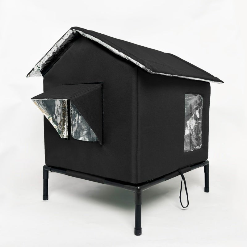 couleur Negro — Casita elevada para gatos de exterior – Impermeable y aislada