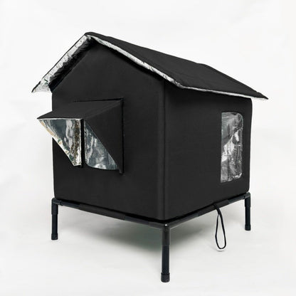 couleur Negro — Casita elevada para gatos de exterior – Impermeable y aislada