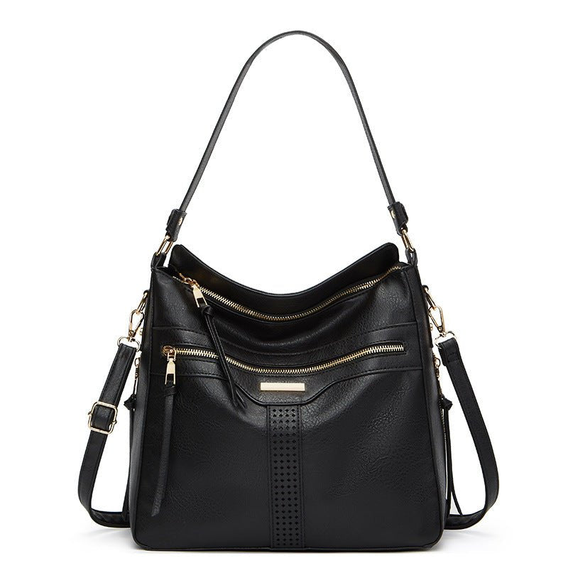 couleur Negro — Bolso Hobo Retro de Piel Suave – Gran Capacidad