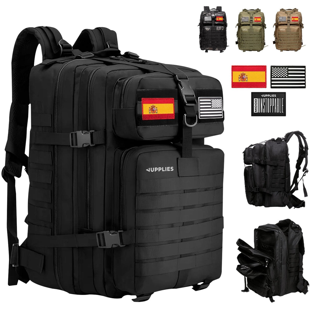 couleur Negro — Mochila Táctica Militar 45 L – Sistema MOLLE