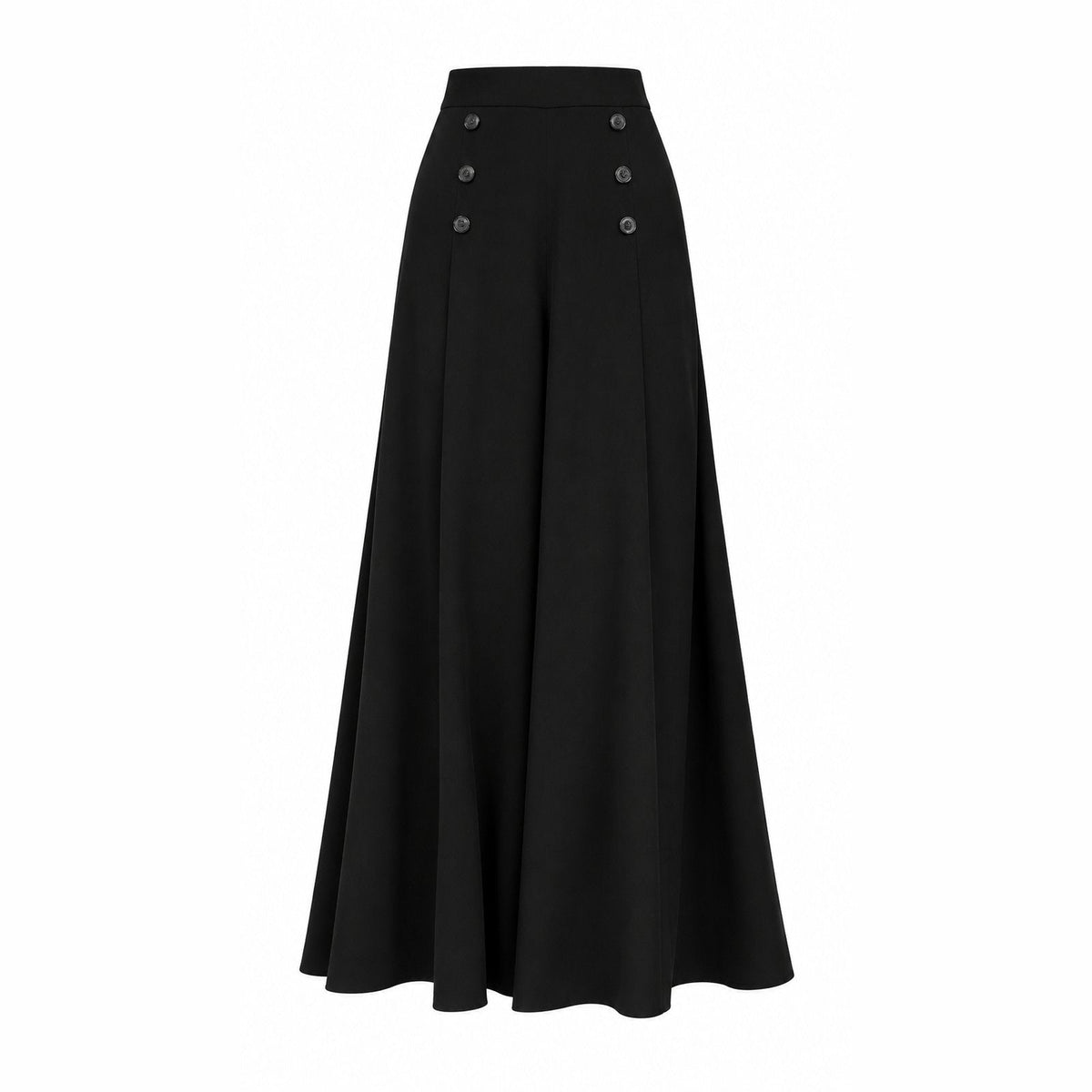 couleur Negro — Pantalón Palazzo Pierna Ancha – Cintura Alta Elástica, Caída de Falda