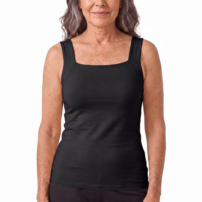 couleur Negro — Blusa sin mangas con sujetador integrado y escote cuadrado