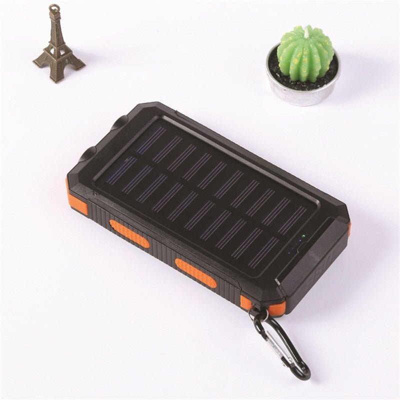 couleur Naranja — SolarGo™ – Batería Externa Solar con Doble Linterna LED, Antigolpes y Mosquetón
