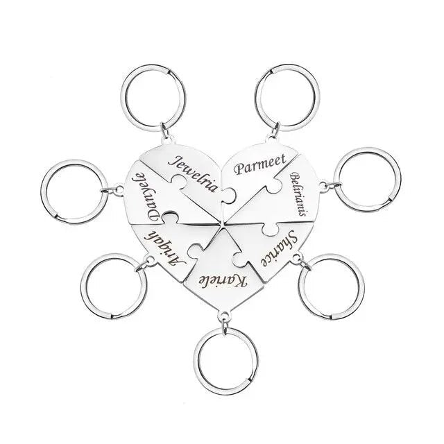 couleur Plateado — Collar Corazón Puzzle con Nombres – De 2 a 8 Piezas Grabadas