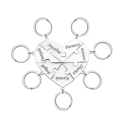 couleur Plateado — Collar Corazón Puzzle con Nombres – De 2 a 8 Piezas Grabadas