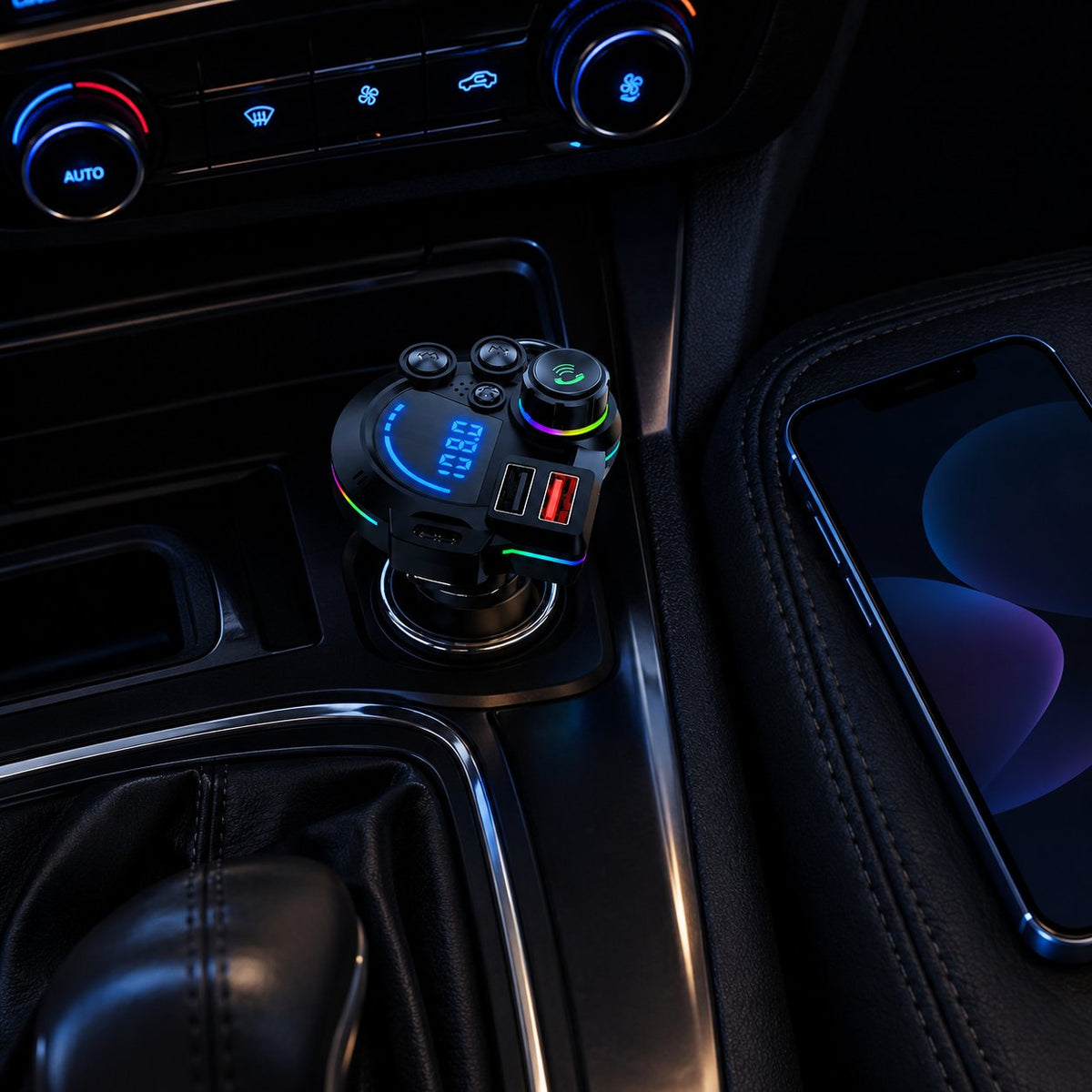 situation — Transmisor FM Bluetooth 5.3 para coche con carga rápida doble QC3.0 + PD 20W