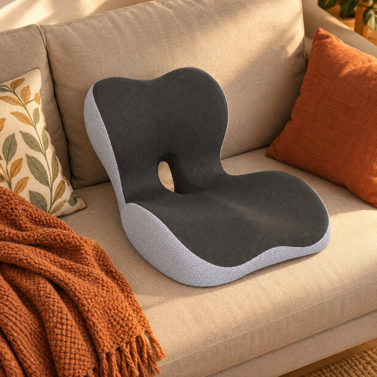 situation — Cojín Ergonómico con Respaldo Lumbar – Asiento y Respaldo de Espuma Viscoelástica en una Sola Pieza