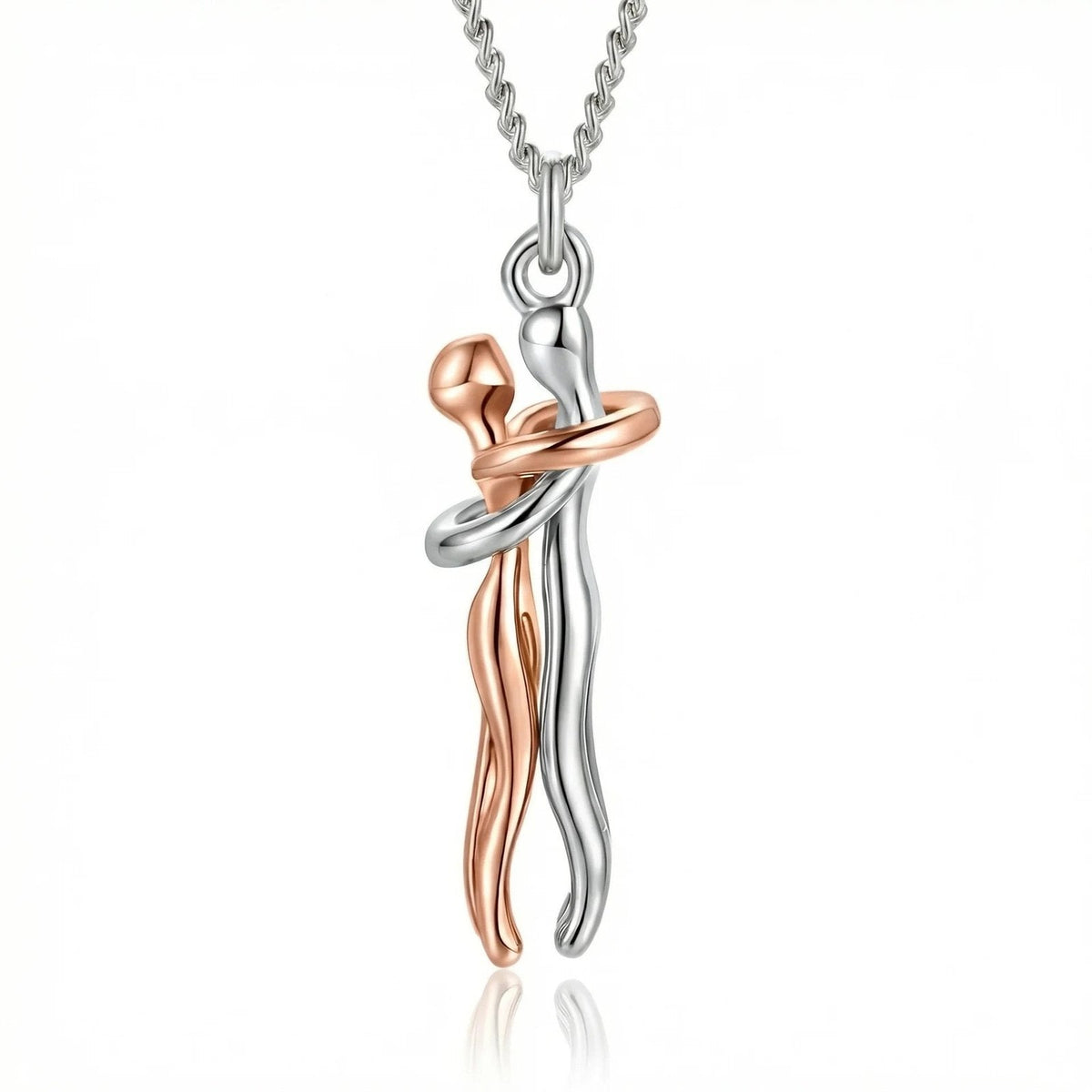 couleur Oro rosa — Collar Abrazo de Pareja – Dos Siluetas Enlazadas