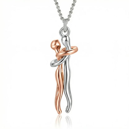 couleur Oro rosa — Collar Abrazo de Pareja – Dos Siluetas Enlazadas