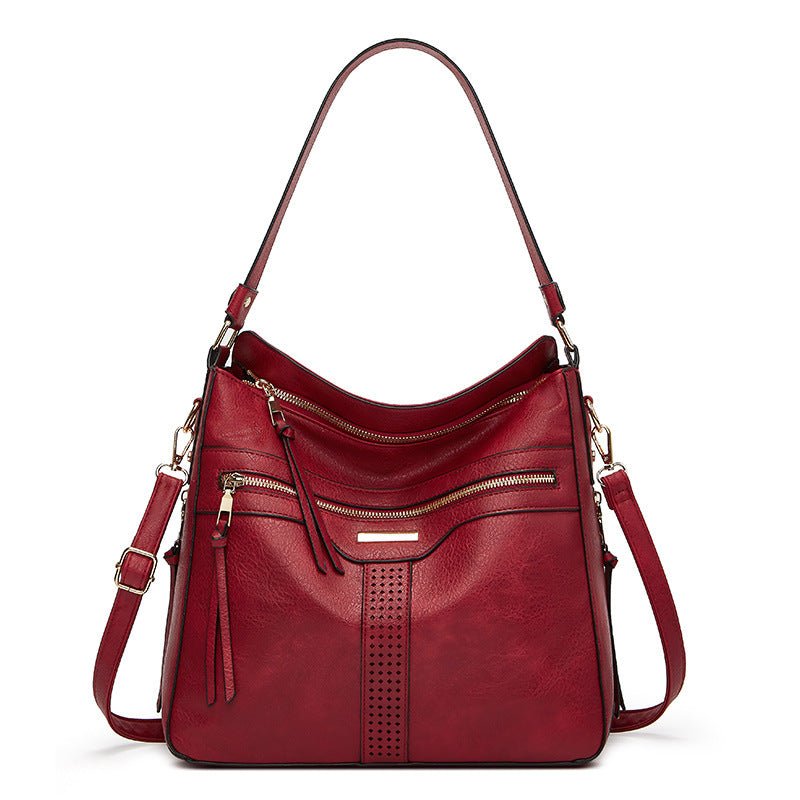 couleur Rojo — Bolso Hobo Retro de Piel Suave – Gran Capacidad